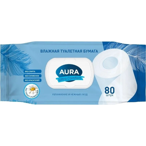 Влажная туалетная бумага Aura (Аура) Ultra Comfort Свежесть и Чистота, 80 шт Влажная туалетная бумага Aura (Аура) Ultra Comfort Свежесть и Чистота, 80 шт
