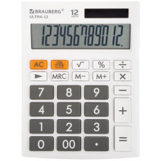Калькулятор настольный Brauberg (Брауберг) ULTRA-12-WT, 12 разрядов, двойное питание, цвет белый, 192x143 мм
