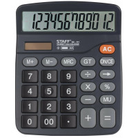 Калькулятор настольный Staff (Стафф) PLUS DC-111, 12 разрядов, двойное питание, цвет чёрный, 180x145 мм