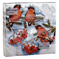Салфетки сервировочные Fresco (Фреско) Снегири, 33х33 см, 20 шт