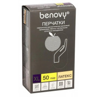 Перчатки медицинские смотровые латексные Benovy (Бенови), гладкие, размер XL, 50 пар