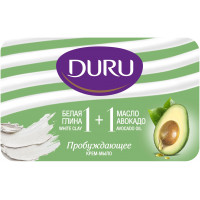 Туалетное мыло Duru (Дуру) Белая глина и Масло авокадо 1+1, 80 г