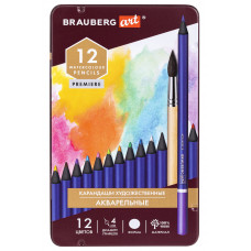 Карандаши цветные акварельные Brauberg (Брауберг) ART PREMIERE, грифель 4 мм, 12 цветов