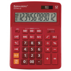 Калькулятор настольный Brauberg (Брауберг) EXTRA, двойное питание, бордовый, 12 разрядов, 206x155 мм