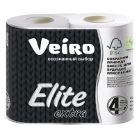 Туалетная бумага Veiro (Вейро) Elite Extra, цвет белый, 4-х слойная, 4 шт