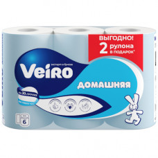Туалетная бумага Veiro (Вейро) Домашняя, 2-х слойная, цвет белый, 6 шт