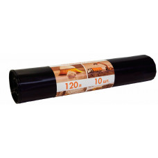 Мешки для мусора 120л, черные,10 шт рулон, ПВД, 80 мкм, 70х108 см, особо прочные, КБ
