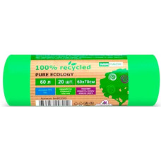 Мешки для мусора ПВД MirPack (МирПак) Pure Ecology, зеленые, 60 л, 20 мкм, 20 шт