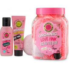  Подарочный набор женский Planeta Organica LOVE PINK (Бомбочка для ванны + маска для лица + гель для душа)