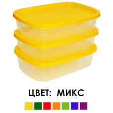 Контейнер пластиковый пищевой Умничка для СВЧ и заморозки, 1 л, набор 3 шт микс