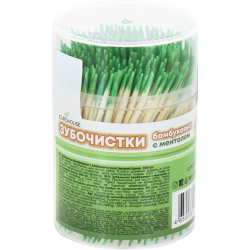 Зубочистки бамбуковые с ментолом Eurohouse (Еврохаус), 300 шт Зубочистки бамбуковые с ментолом Eurohouse (Еврохаус), 300 шт