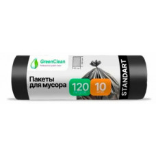 Мешки для мусора ПВД GreenClean 120л. 10шт Standart, 20мкм, Черные Мешки для мусора ПВД GreenClean 120л. 10шт Standart, 20мкм, Черные