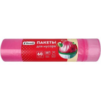 Мешки для мусора с завязками ПНД Komfi розовые, 60 л, 20 шт