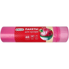 Мешки для мусора с завязками ПНД Komfi розовые, 60 л, 20 шт
