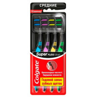Зубная щётка Colgate Super Flexi Black средней, 4 шт 