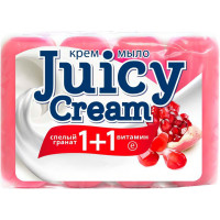 Крем-мыло туалетное JUICY CREAM Спелый гранат + Витамин Е, 4 шт х 90 г