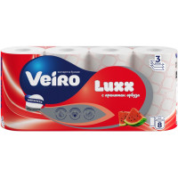 Туалетная бумага Veiro (Вейро) Luxx Арбуз, цвет белый, 3-х слойная, 8 шт Туалетная бумага Veiro (Вейро) Luxx Арбуз, цвет белый, 3-х слойная, 8 шт