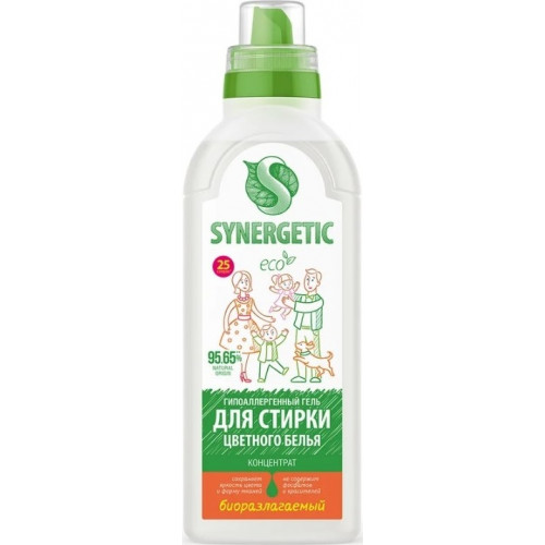 Гель для стирки цветного белья Synergetic концентрат, 750 мл Гель для стирки цветного белья Synergetic концентрат, 750 мл