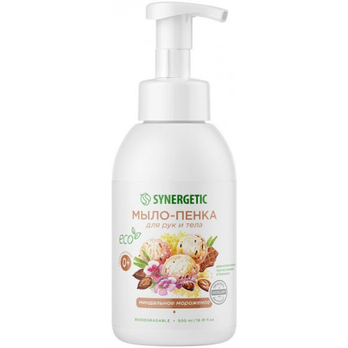 Мыло-пенка для рук и тела Synergetic (Синергетик) Миндальное мороженое, дозатор, 500 мл Мыло-пенка для рук и тела Synergetic (Синергетик) Миндальное мороженое, дозатор, 500 мл
