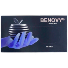 Перчатки Медицин. Нитриловые Benovy текстур.на пальцах (50пар/100шт) СИРЕНЕВО-ГОЛУБЫЕ М