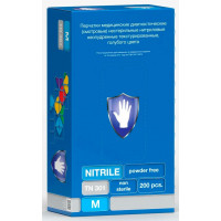 Перчатки нитриловые смотровые 50 пар (100 шт.), голубые, SAFE&CARE ZN302, размер M