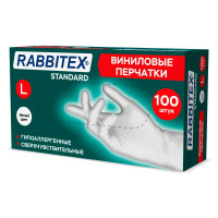 Перчатки виниловые универсальные 50 пар (100 шт.), размер L (большой), белые, RABBITEX (РАББИТЕКС) S Перчатки виниловые универсальные 50 пар (100 шт.), размер L (большой), белые, RABBITEX (РАББИТЕКС) S