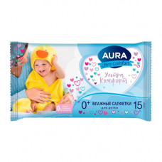 Детские влажные салфетки Aura (Аура) Ultra Comfort, 15 шт Детские влажные салфетки Aura (Аура) Ultra Comfort, 15 шт