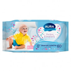 Детские влажные салфетки Aura (Аура) Ultra Comfort, 60 шт Детские влажные салфетки Aura (Аура) Ultra Comfort, 60 шт