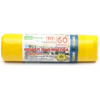 Мешки для мусора ПВД MirPack (МирПак) Deluxe, желтые, 60 л, 35 мкм, 10 шт