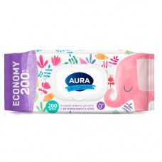 Детские влажные салфетки Aura (Аура) Ultra Comfort, с крышкой, 200 шт Детские влажные салфетки Aura (Аура) Ultra Comfort, с крышкой, 200 шт