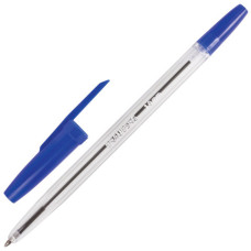 Ручка шариковая Brauberg (Брауберг) Line, цвет синий, корпус прозрачный, узел 1 мм, линия письма 0,5 мм
