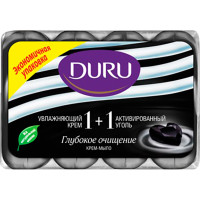 Туалетное мыло Duru (Дуру) Увлажняющий крем и Активированный уголь 1+1, 4 шт*90 г