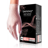 Перчатки Benovy виниловые прозрачные XL, 50 пар. Перчатки Benovy виниловые прозрачные XL, 50 пар.