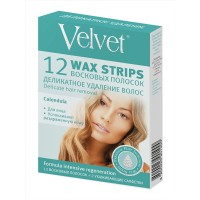 Восковые полоски для лица Velvet (Вельвет) Деликатное удаление волос, 12 шт