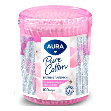 Ватные палочки Aura (Аура), в стакане, 100 шт Ватные палочки Aura (Аура), в стакане, 100 шт