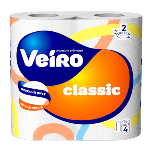 Туалетная бумага Veiro (Вейро) Classic, 2-х слойная, цвет белый, 4 шт Туалетная бумага Veiro (Вейро) Classic, 2-х слойная, цвет белый, 4 шт