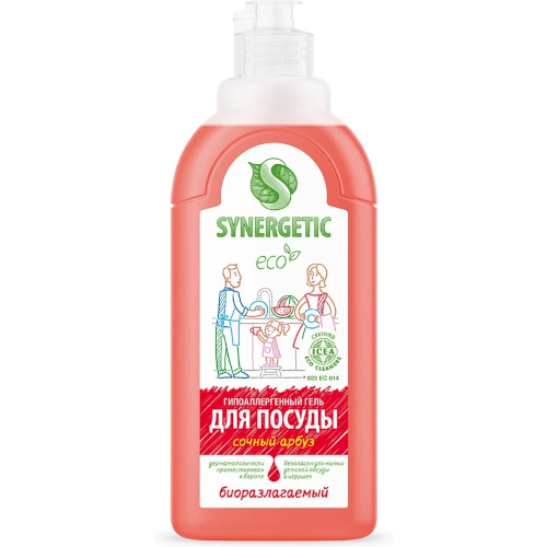 Средство для мытья посуды Synergetic (Синергетик) Арбуз, 500 мл Средство для мытья посуды Synergetic (Синергетик) Арбуз, 500 мл