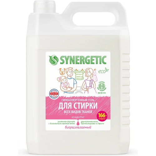Средство для стирки всех видов тканей Synergetic, гипоалергенное, 5 л Средство для стирки всех видов тканей Synergetic, гипоалергенное, 5 л