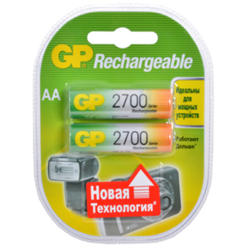 Набор аккумуляторов GP Rechrgeable, тип АА, 2700 mAh, 2 шт