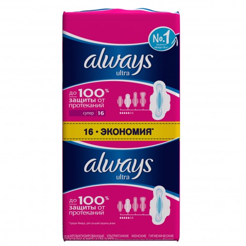 Прокладки Always (Олвейс) Ultra Duo Супер, 5 капель, 16 шт Прокладки Always (Олвейс) Ultra Duo Супер, 5 капель, 16 шт