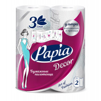 Бумажные полотенца Papia (Папия) Decor, 3-х слойные, 2 рулона