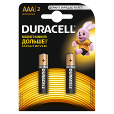 Батарейки алкалиновые Duracell (Дюраселл) Basic AAA, 1,5V LR03 MN2400, 2 шт