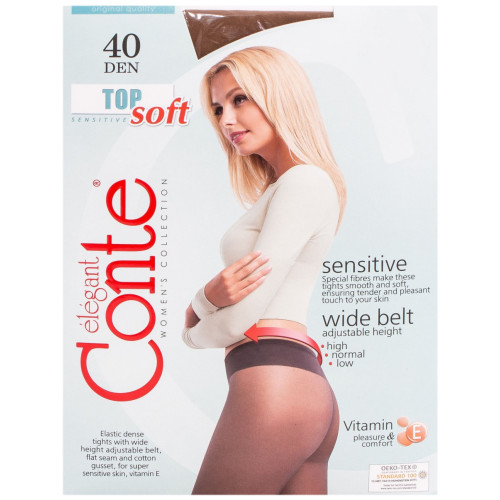 Колготки Conte Top Soft (Конте Топ Софт), Bronz (загар), 40 den, 3 размер