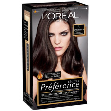 Краска для волос L'Oreal (Лореаль) Recital Preference, тон 3 - Бразилия Темно-каштановый