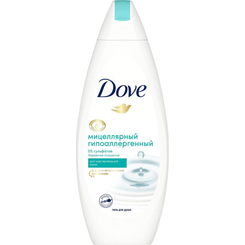 Мицеллярный гель для душа гипоаллергенный Dove (Дав) Sensitive, 250 мл