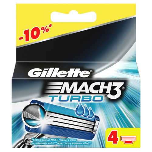 Кассеты для бритья Gillette Mach 3 Turbo (Джилет Мак 3 Турбо) (4 шт)