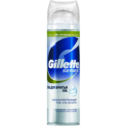 Гель для бритья Gillette Mach 3 Pure and Sensetive Гипоаллергенный 200 мл