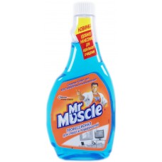 Моющее для стекла Mr. Muscle (Мистер Мускул) со спиртом, сменная бутылка, 500 мл