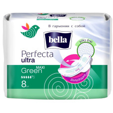 Гигиенические прокладки Bella Perfecta Ultra (Белла Перфекта Ультра) Махi Green, 5+ капель, 8 шт