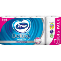Туалетная бумага Zewa Deluxe (Зева Делюкс), цвет белый, 3-х слойная, 8 рулонов